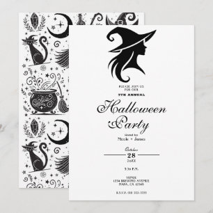 Invitation Sorcière Wiccanne Chapeau Noir Fête d'Halloween