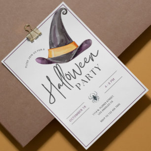 Invitation Sorcières Casquette minimaliste Halloween Party In