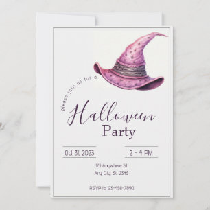 Invitation Sorcières d'Halloween Casquette rose