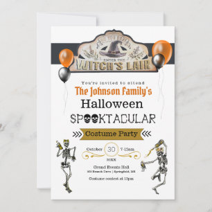 Invitation Sorcières et Skeletons de danse Costume Party