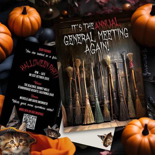 Invitation sorcières Halloween Balais Rustiques (Créateur téléchargé)