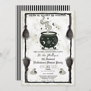 Invitation Sorcières vintages Cauldron Dîner d'Halloween