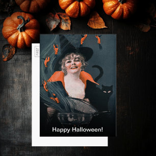 Invitation Sorcières vintages Homards brasse Chat Grande cart