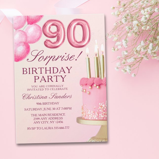 Invitation Sorprise Birthday Party 90th Birthday with Numers  (Créateur téléchargé)