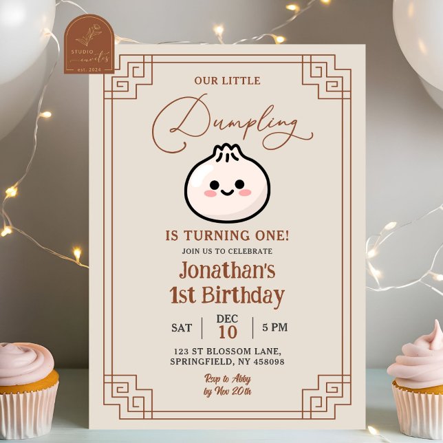Invitation Sortez le petit bao chinois déversé premier annive (Créateur téléchargé)