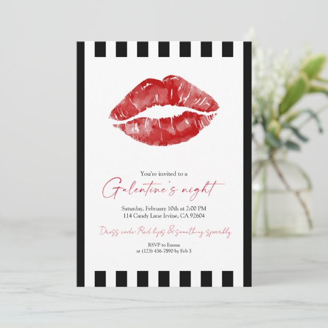 Invitation Sortie Galentine de Nuit aux Lèvres Rouges  (Debout devant)