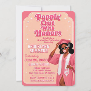 Invitation Sortir avec les honneurs Fille noire diplômée de f