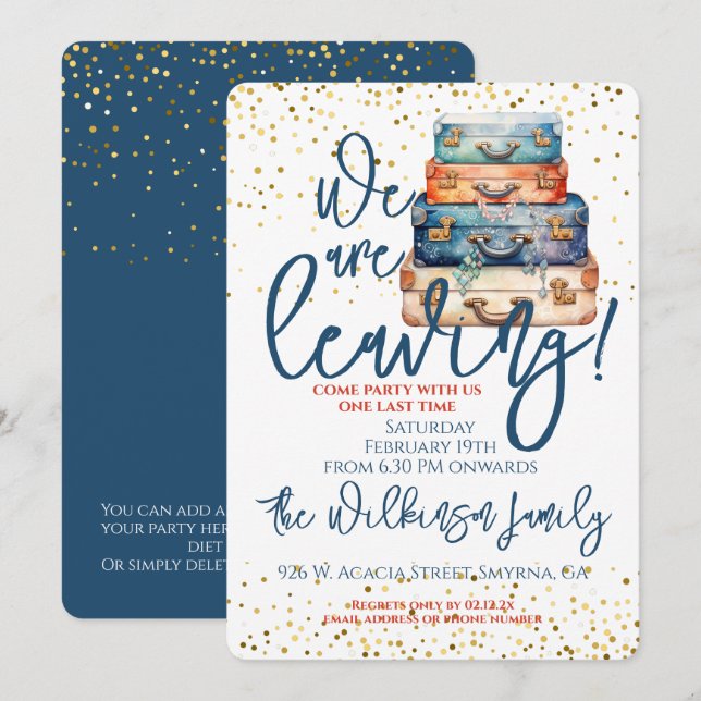 Invitation Sortir de la fête de déménagement familiale (Devant / Derrière)