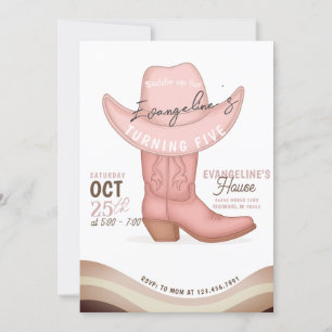 Invitation Sothwestern Pink Cowgirl personnel fête d'annivers
