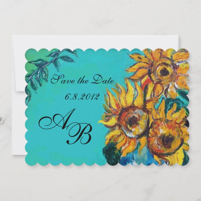 INVITATION SOUFFRANCES EN TURQUOISE BLUE MONOGRAM DE LA FÊTE  (Devant)