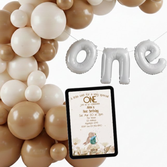 Invitation Souhait pour un spécial, Lapin Wish 1er Anniversai (Créateur téléchargé)