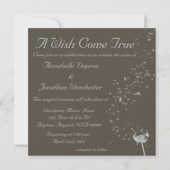 Invitation Souhaitez Mariage Dandelion (Devant)