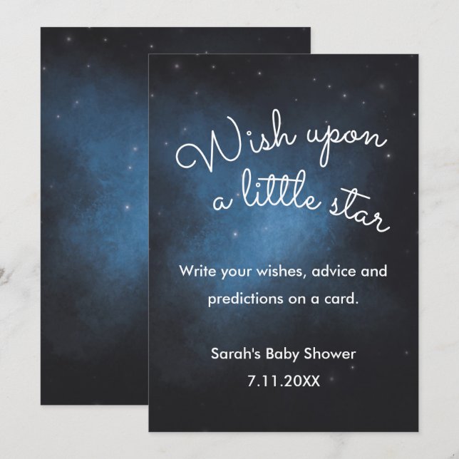 Invitation Souhaitez-vous sur un panneau Baby shower étoile (Devant / Derrière)