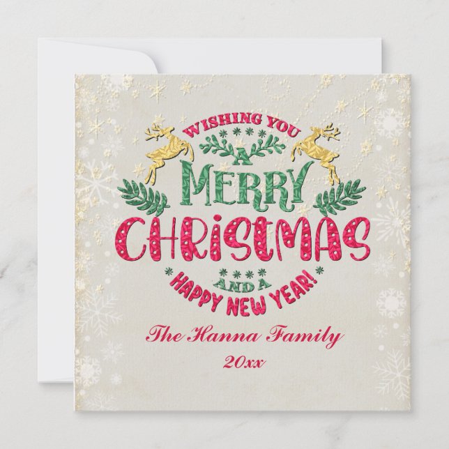 Invitation Souhaitez-vous un joyeux Noël et une bonne année (Devant)