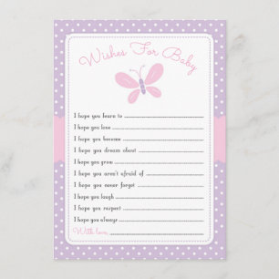 Invitation Souhaits de baby shower de papillon pour le rose