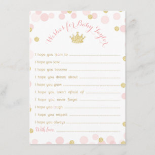 Invitation Souhaits de baby shower de princesse Crown pour la