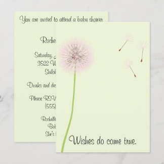 Invitation Souhaits de pissenlit pour un baby shower dans les