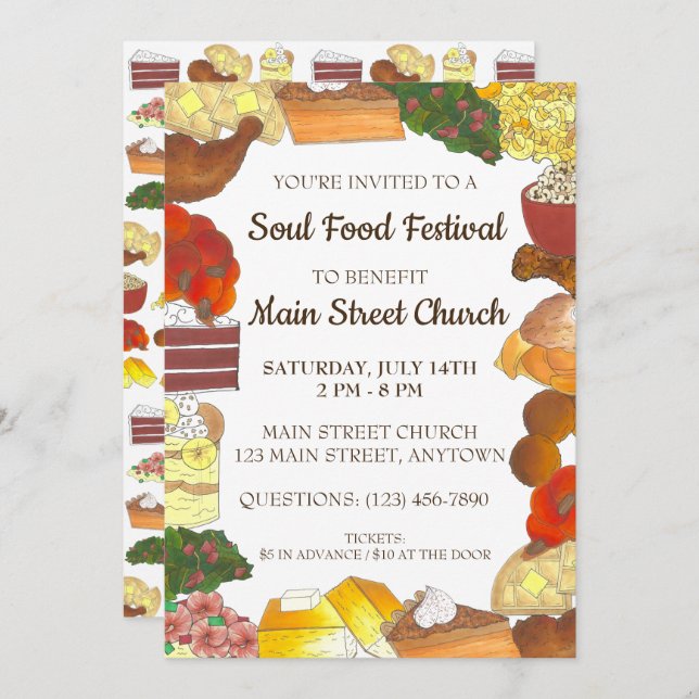 Invitation Soul Food Festival Event Southern Cuisine (Devant / Derrière)