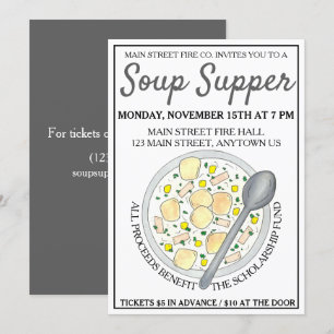 Invitation Soupe à soupe de bol de palourde de la Nouvelle-An