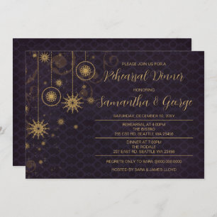Invitation Souper de répétition hivernale Gold Purple Snowfla