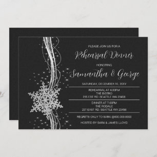Invitation Souper de répétition hivernale Silver Black Snowfl