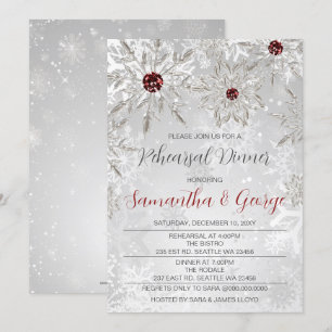 Invitation Souper de répétition hivernale Silver Red Snowflak