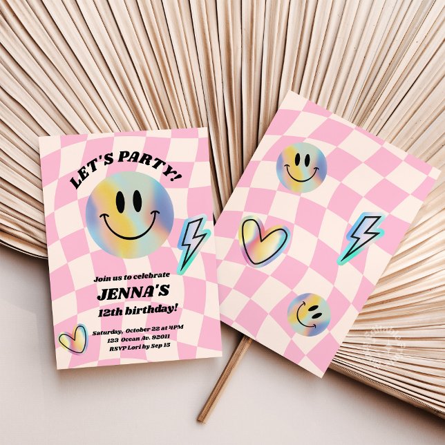 Invitation Sourire tendance Rétro Anniversaire (Créateur téléchargé)