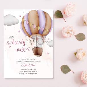 Invitation Souris aquarelle dans un Baby shower à ballon à ai