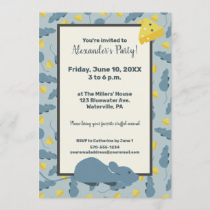 Invitation Souris bleue et fromage Fête d'anniversaire person