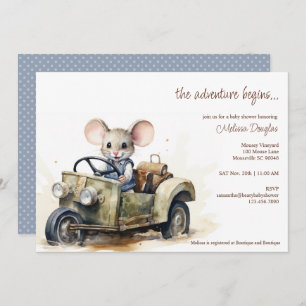 Invitation Souris d'aquarelle mignonne en Baby shower de voit
