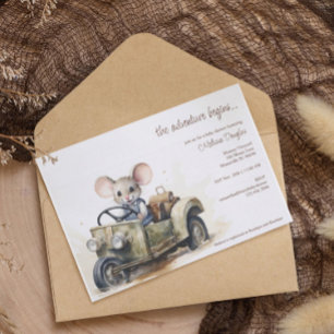 Invitation Souris d'aquarelle mignonne en Baby shower de voit