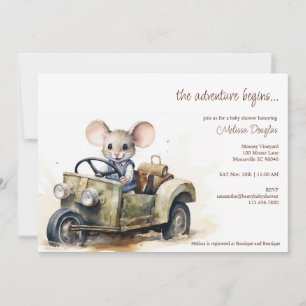 Invitation Souris d'aquarelle mignonne en Baby shower de voit