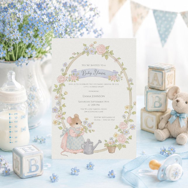Invitation Souris de Fête de Bébé Fantaisiste (Créateur téléchargé)