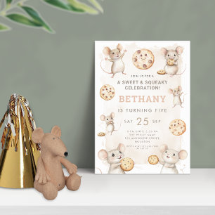 Invitation Souris et cookies Fête d'anniversaire