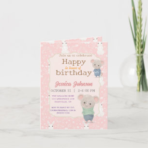 Invitation souris mignonne vintage avec lunettes