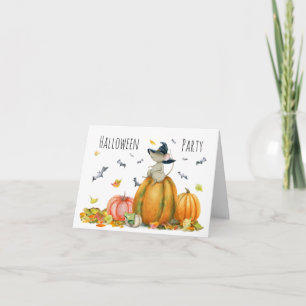 Invitation Souris sorcière mignonne sur la citrouille