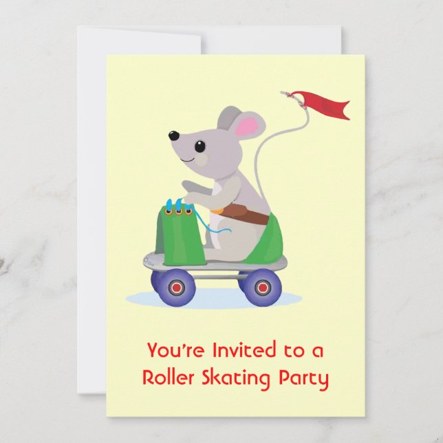 Invitation Souris sur une patinoire de roller Scooter (Devant)