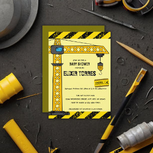 Invitation Sous Construction Tower Cranes Baby shower