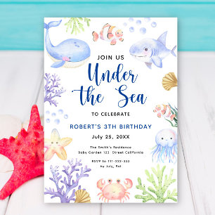 Invitation Sous la fête d'anniversaire de la mer