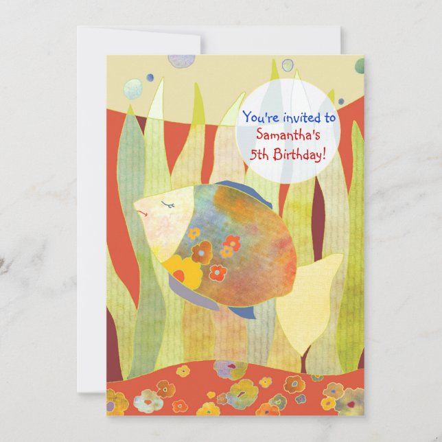 Invitation Sous la Fleur de mer Poisson fête d'anniversaire (Devant)