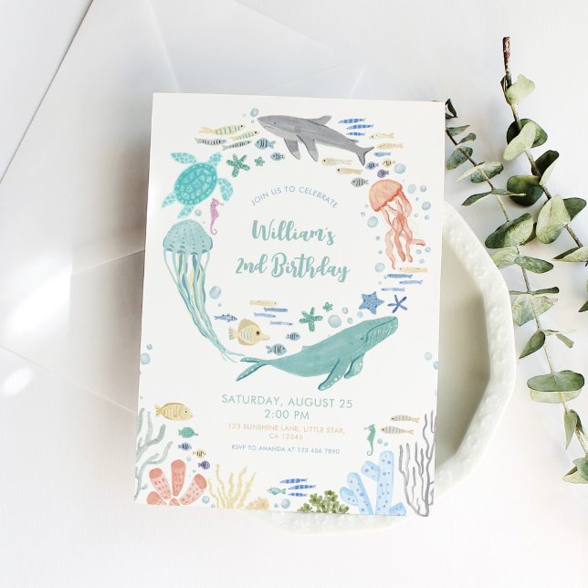 Invitation Sous la mer 2e anniversaire (Créateur téléchargé)