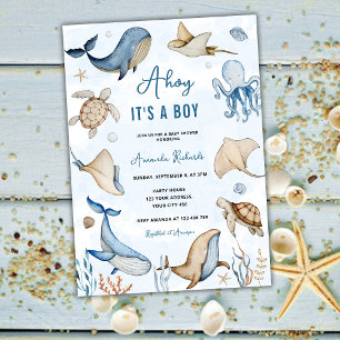 Invitation Sous la mer Ahoy C'est un Baby shower de garçon