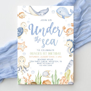 Invitation Sous la mer animaux océan Anniversaire