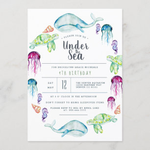 Invitation Sous la mer Anniversaire   Aquarelle de critère oc