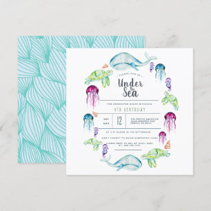 Invitation Sous la mer Anniversaire   Aquarelle de critère oc