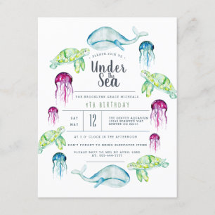 Invitation Sous la mer Anniversaire Aquarelle des animaux m