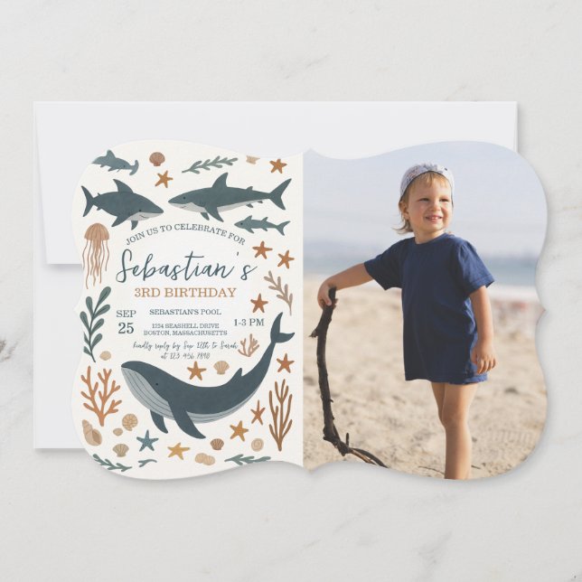 Invitation Sous la mer Anniversaire de la fête Photo Invitati (Devant)