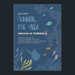 Invitation Sous la mer Aquatic Ocean Kid Birthday Card<br><div class="desc">Cette invitation à l'anniversaire présente un thème océanique avec des gribouillis de poissons,  des raies,  des hippocampes,  des récifs coralliens,  des algues. Ce thème convient aussi bien aux garçons qu'aux filles.</div>