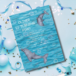 Invitation Sous La Mer Avec Dauphins Anniversaire