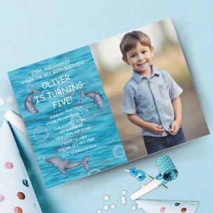 Invitation Sous La Mer Avec Dauphins Anniversaire